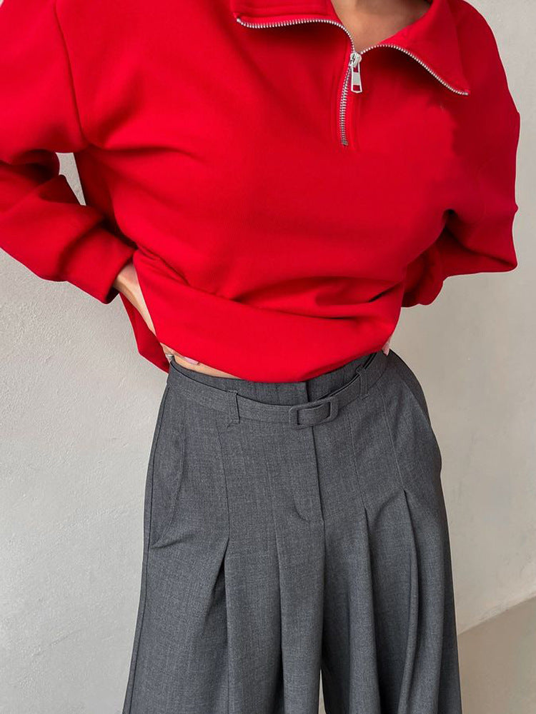 Damer sportig fleece-tröja med kort dragkedja Eva Jonsson-Eva Jonsson