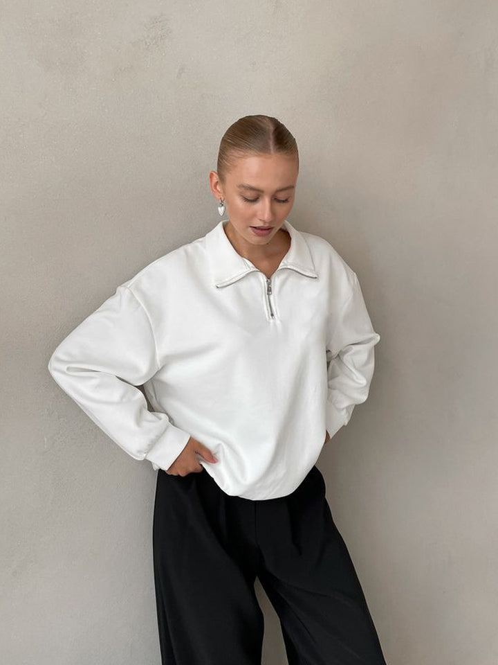 Damer sportig fleece-tröja med kort dragkedja Eva Jonsson-Eva Jonsson
