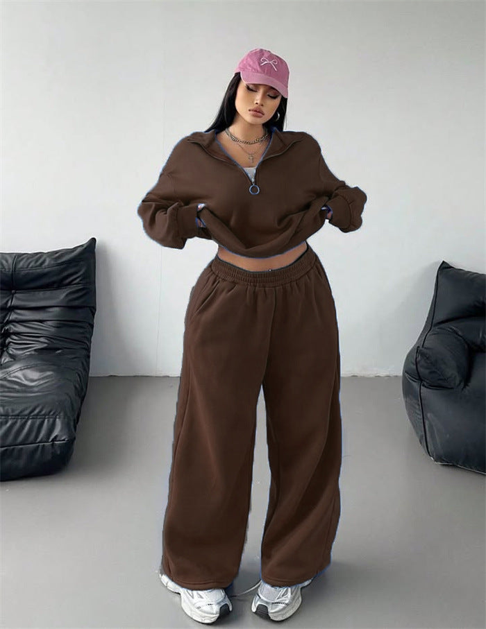 Damer sportig fleecedress set med hög krage och lös passform Mirla-Eva Jonsson