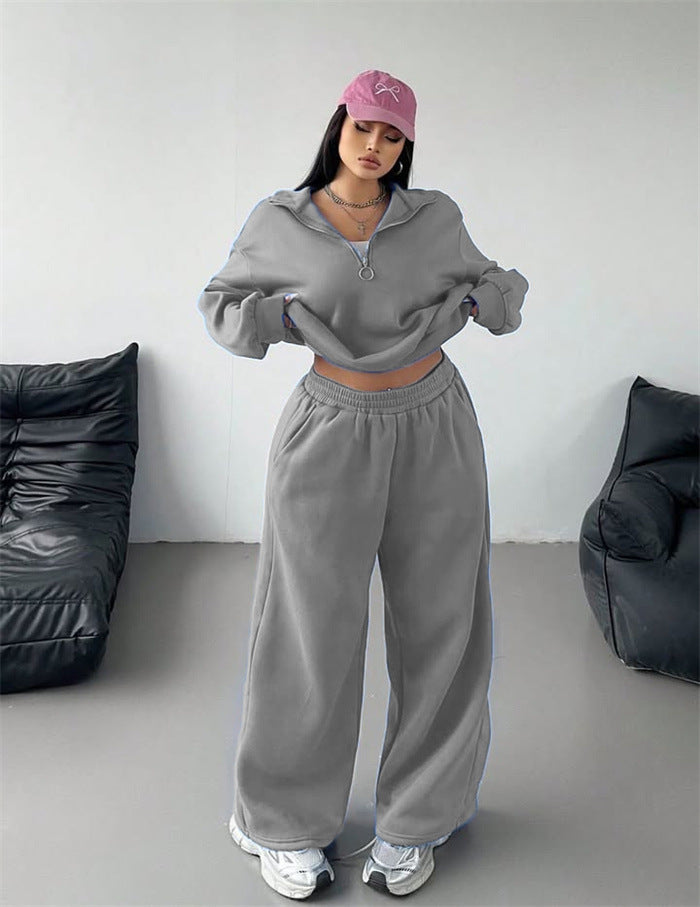 Damer sportig fleecedress set med hög krage och lös passform Mirla-Eva Jonsson