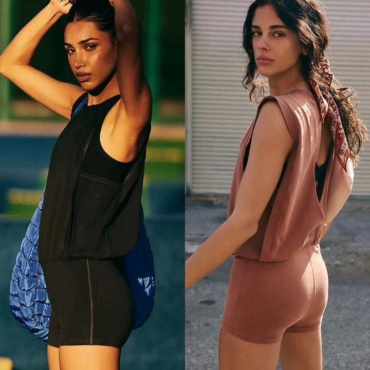 Damer sportig hel jumpsuit med hög krage och elastisk midja Mirla-Eva Jonsson