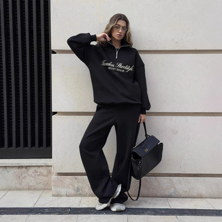 Damer sportig hooded tröja med modern dragkedja Mirla-Eva Jonsson