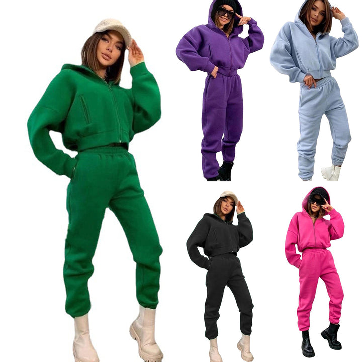 Damer sportig hoodie-set med elastisk midja och huva Mirla-Eva Jonsson