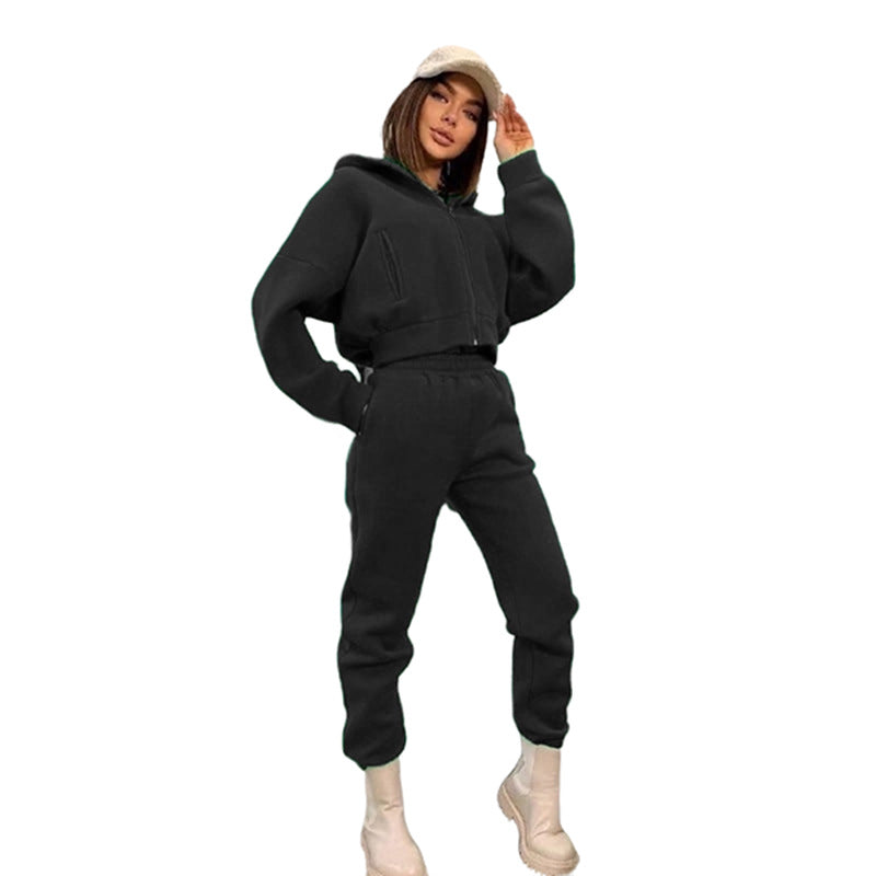 Damer sportig hoodie-set med elastisk midja och huva Mirla-Eva Jonsson