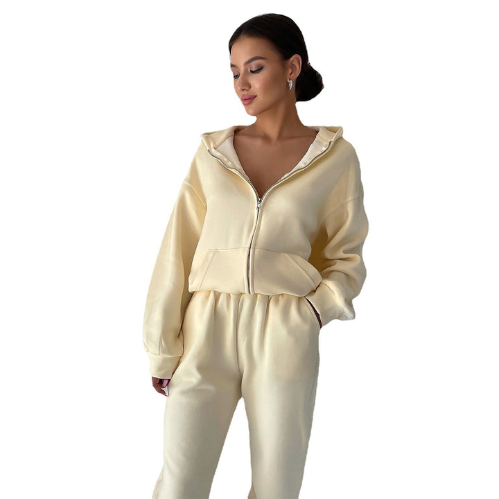 Damer sportig hoodie set med elastisk midja och praktiska fickor Mirla-Eva Jonsson