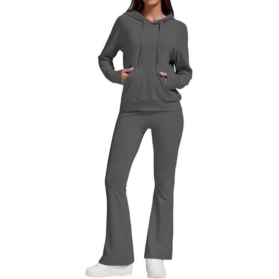 Damer sportig hoodie set med utsvängda byxor Eva Jonsson-Eva Jonsson