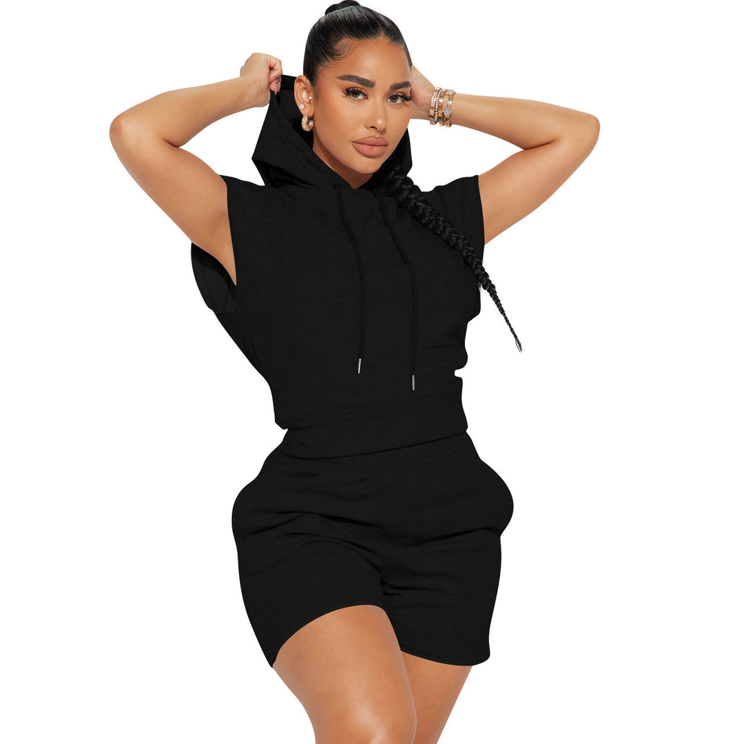 Damer sportig kort jumpsuit med huva Eva Jonsson-Eva Jonsson