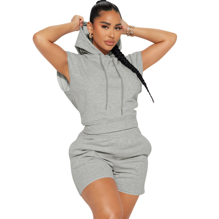 Damer sportig kort jumpsuit med huva Eva Jonsson-Eva Jonsson