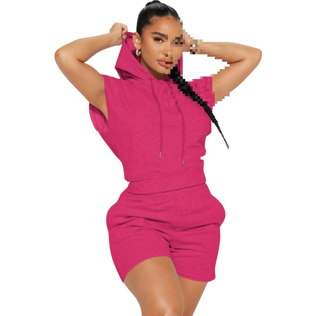 Damer sportig kort jumpsuit med huva Eva Jonsson-Eva Jonsson