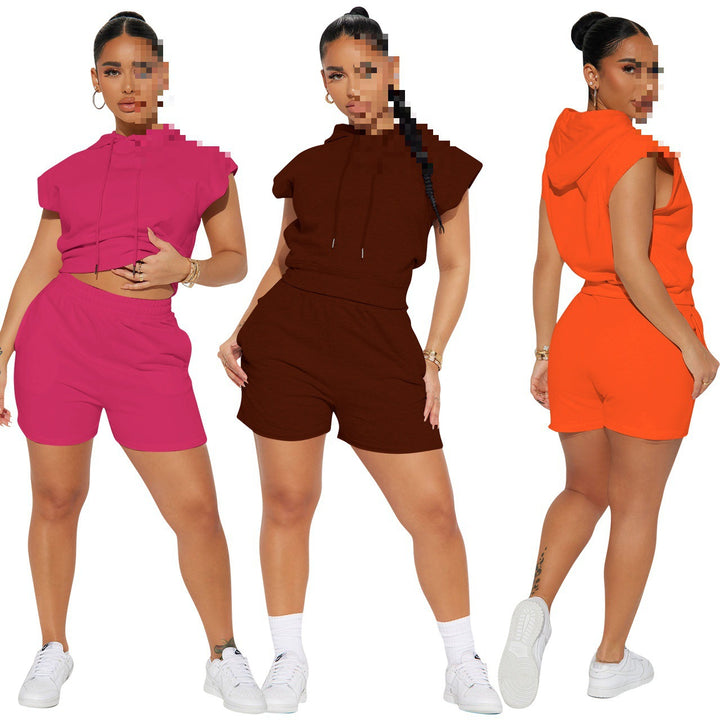 Damer sportig kort jumpsuit med huva Eva Jonsson-Eva Jonsson