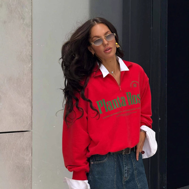 Damer sportig oversized tröja med krage Mirla-Eva Jonsson