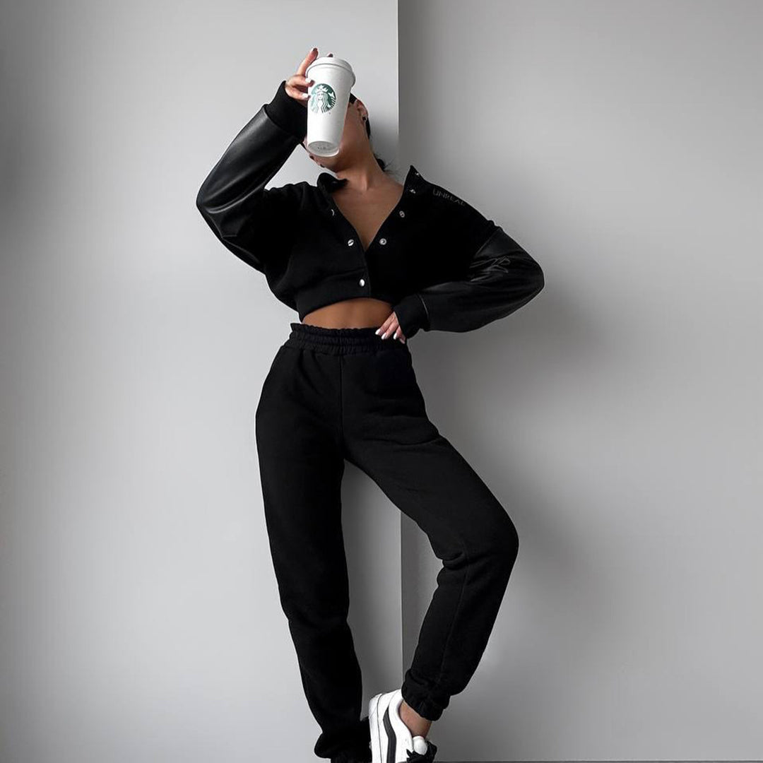 Damer sportig set med stilig zip-design och elastisk midja Mirla-Eva Jonsson