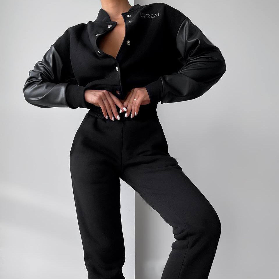 Damer sportig set med stilig zip-design och elastisk midja Mirla-Eva Jonsson