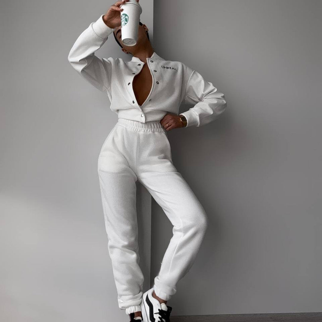 Damer sportig set med stilig zip-design och elastisk midja Mirla-Eva Jonsson