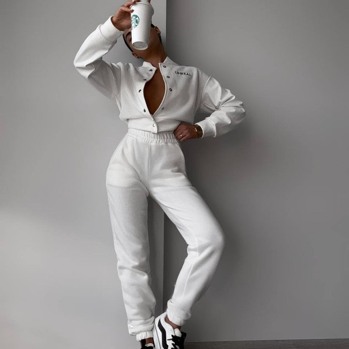 Damer sportig set med stilig zip-design och elastisk midja Mirla-Eva Jonsson