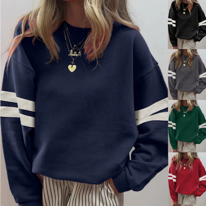 Damer sportig sweatshirt med färgkoordinerade ärmar Eva Jonsson-Eva Jonsson