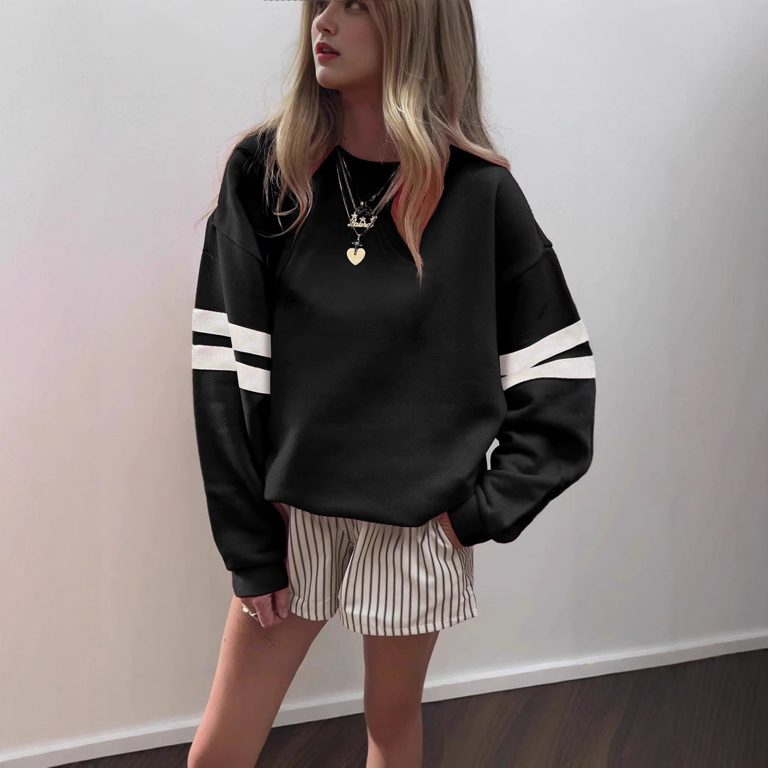 Damer sportig sweatshirt med färgkoordinerade ärmar Eva Jonsson-Eva Jonsson