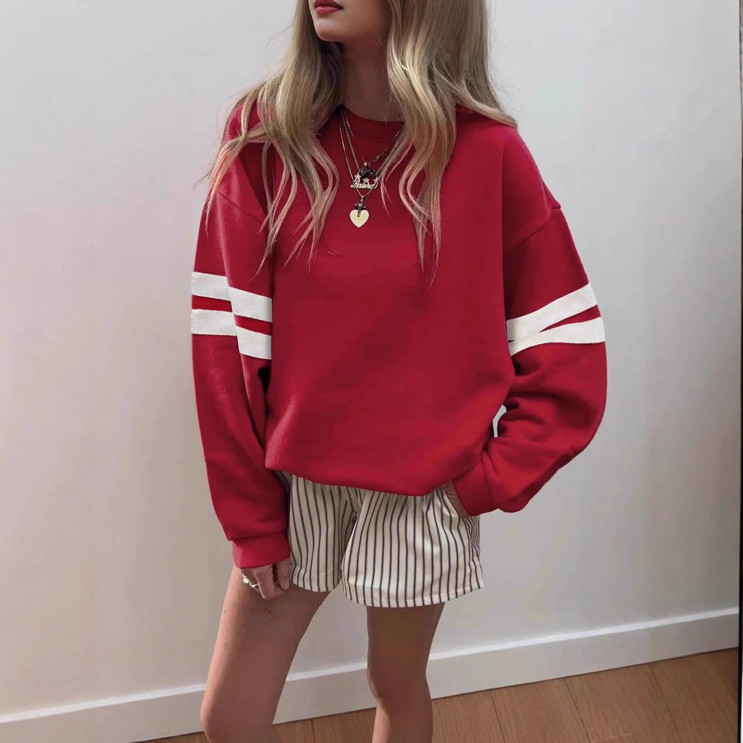 Damer sportig sweatshirt med färgkoordinerade ärmar Eva Jonsson-Eva Jonsson