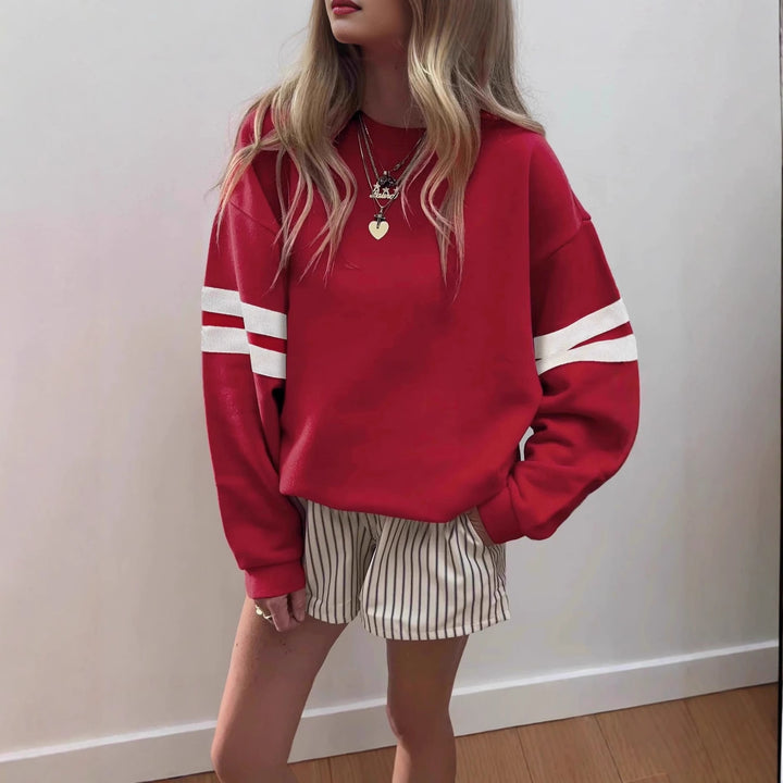 Damer sportig sweatshirt med färgkoordinerade ärmar Eva Jonsson-Eva Jonsson