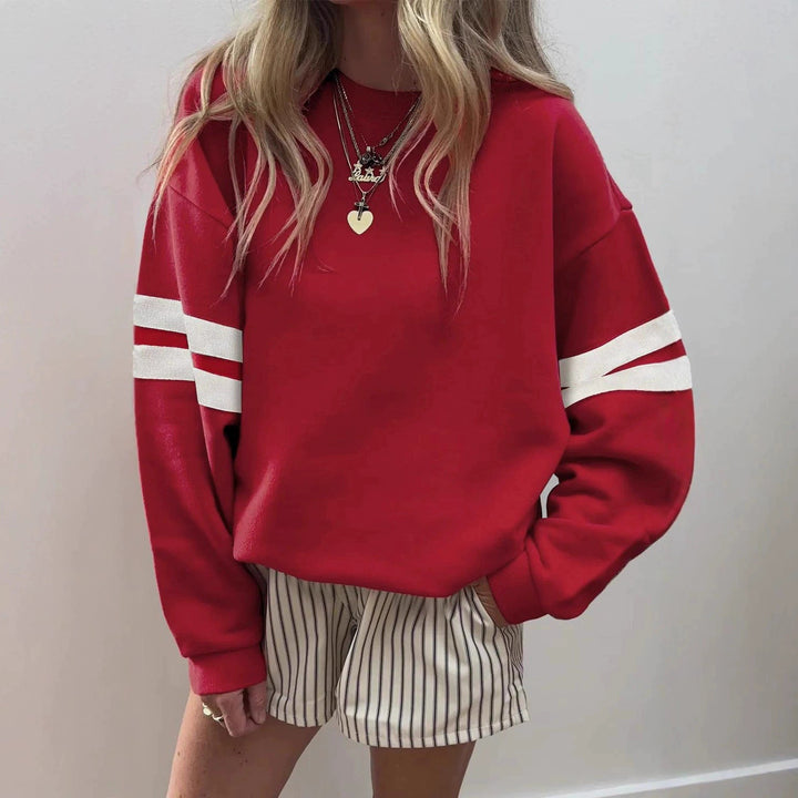 Damer sportig sweatshirt med färgkoordinerade ärmar Eva Jonsson-Eva Jonsson
