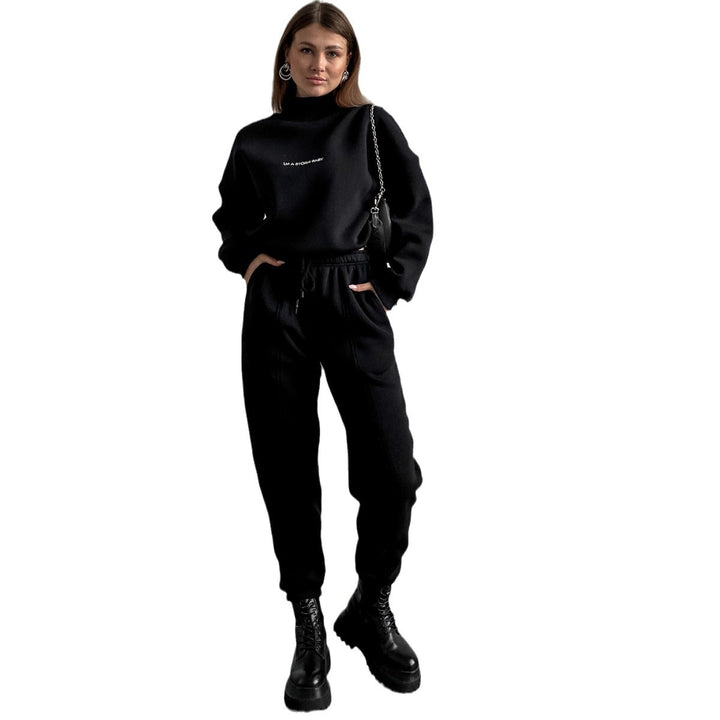 Damer sportig sweatshirt-set med hög krage och lös passform Eva Jonsson-Eva Jonsson