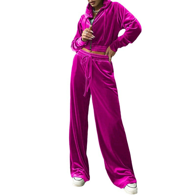 Damer sportig velour joggingdräkt med hög midja Mirla-Eva Jonsson