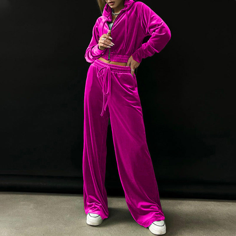 Damer sportig velour joggingdräkt med hög midja Mirla-Eva Jonsson