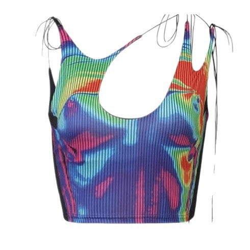 Damer sportigt Crop-top med asymmetrisk design och fina snördetaljer Mirla-Eva Jonsson