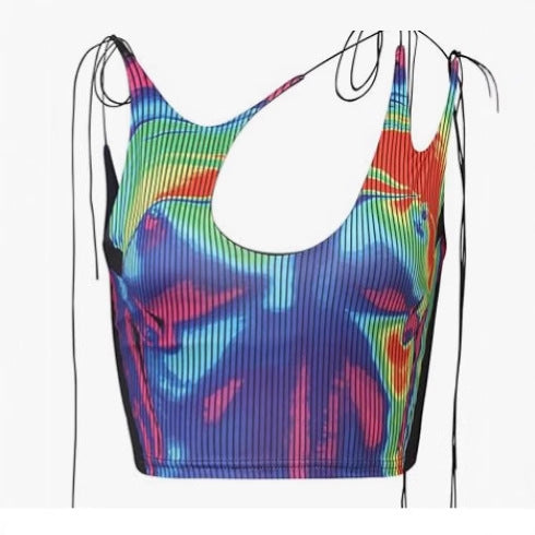 Damer sportigt Crop-top med asymmetrisk design och fina snördetaljer Mirla-Eva Jonsson