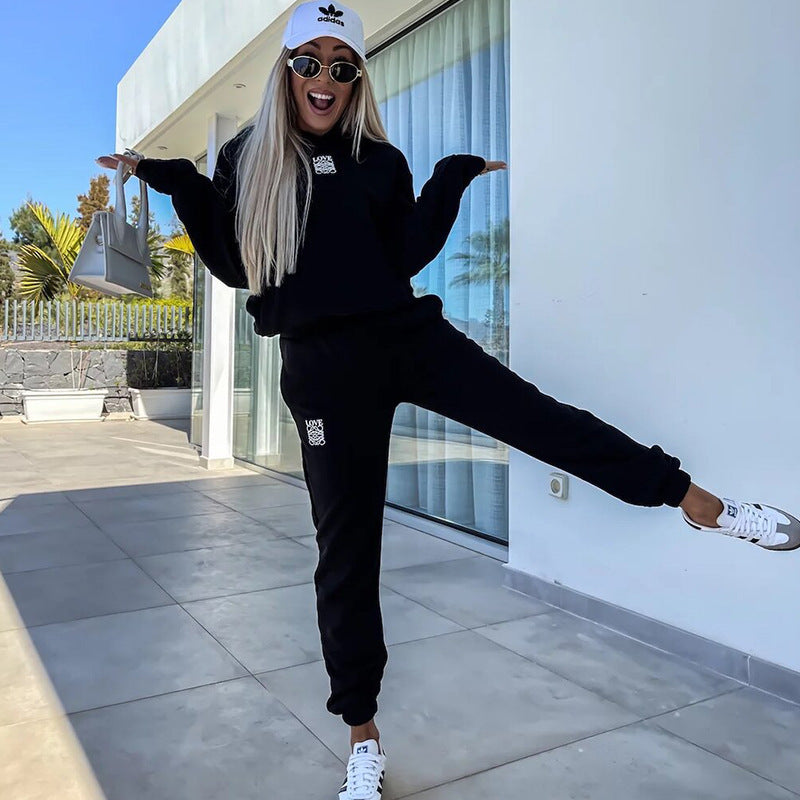 Damer sportigt Sweat-set med huva och elastisk midja Mirla-Eva Jonsson