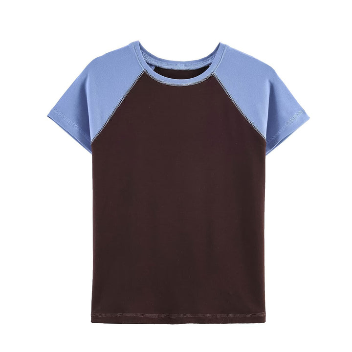 Damer sportigt T-shirt med kontrastärmar och avslappnad passform Mirla-Eva Jonsson