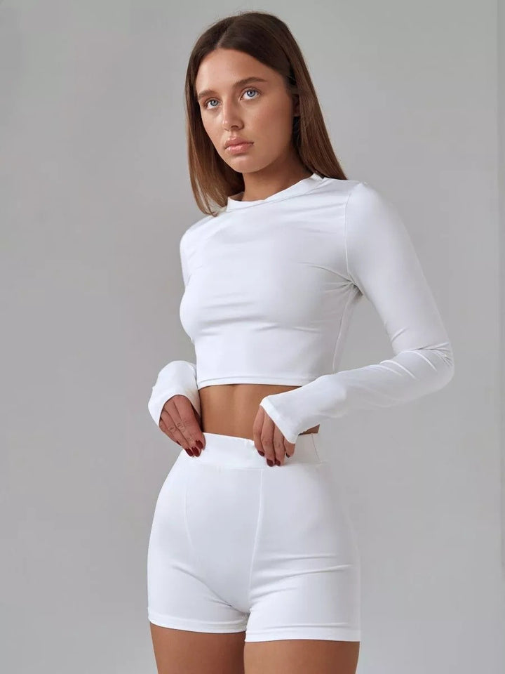 Damer sportigt crop-top med lång ärm och tumhål Eva Jonsson-Eva Jonsson