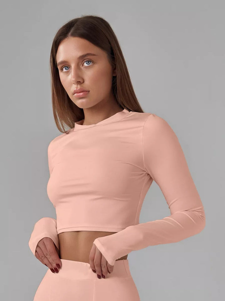 Damer sportigt crop-top med lång ärm och tumhål Eva Jonsson-Eva Jonsson
