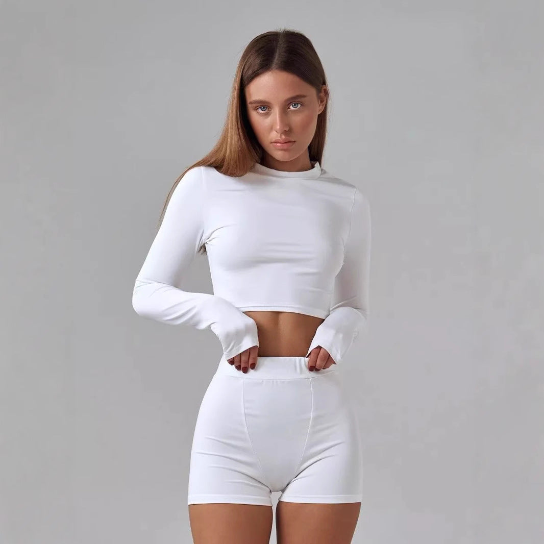 Damer sportigt crop-top med lång ärm och tumhål Eva Jonsson-Eva Jonsson