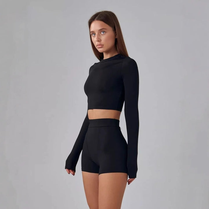 Damer sportigt crop-top med lång ärm och tumhål Eva Jonsson-Eva Jonsson