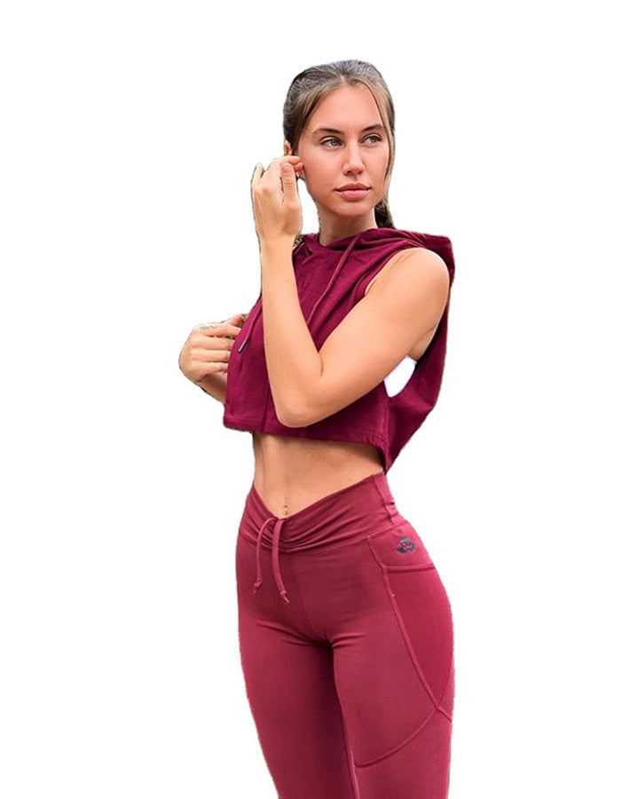 Damer sportigt cropped kapuzenöverdel med elastisk nederkant Eva Jonsson-Eva Jonsson