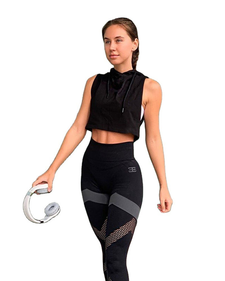 Damer sportigt cropped kapuzenöverdel med elastisk nederkant Eva Jonsson-Eva Jonsson