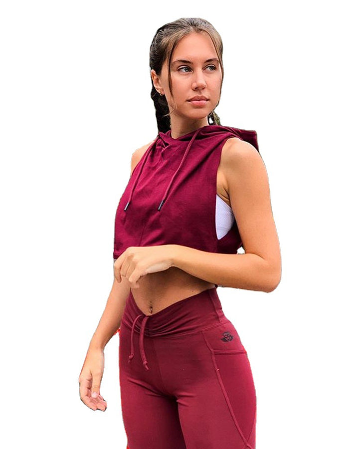 Damer sportigt cropped kapuzenöverdel med elastisk nederkant Eva Jonsson-Eva Jonsson