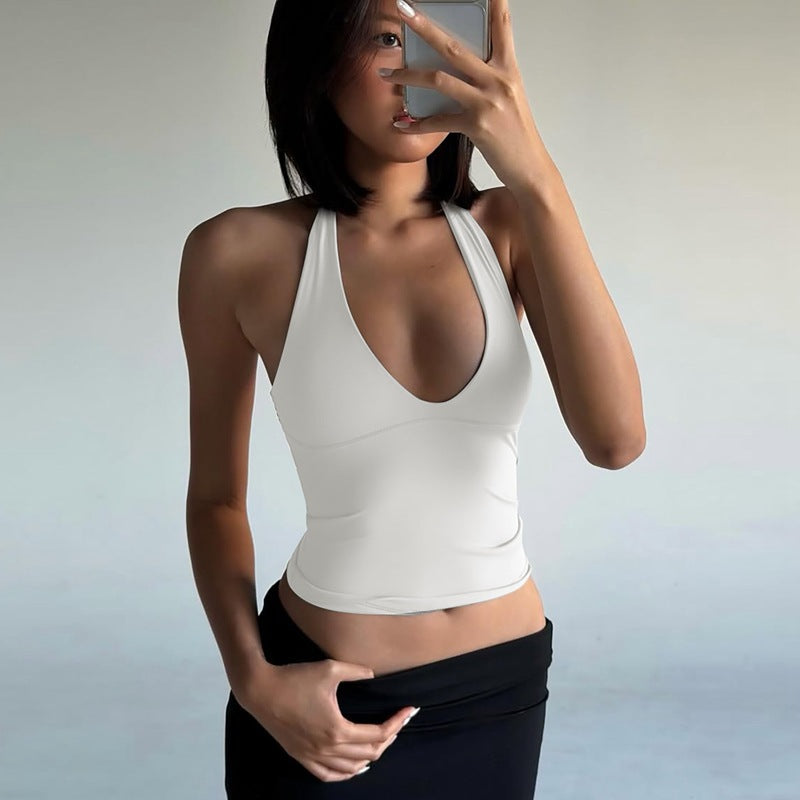 Damer sportigt cropped top med V-ringad hals och figursydd design Mirla-Eva Jonsson