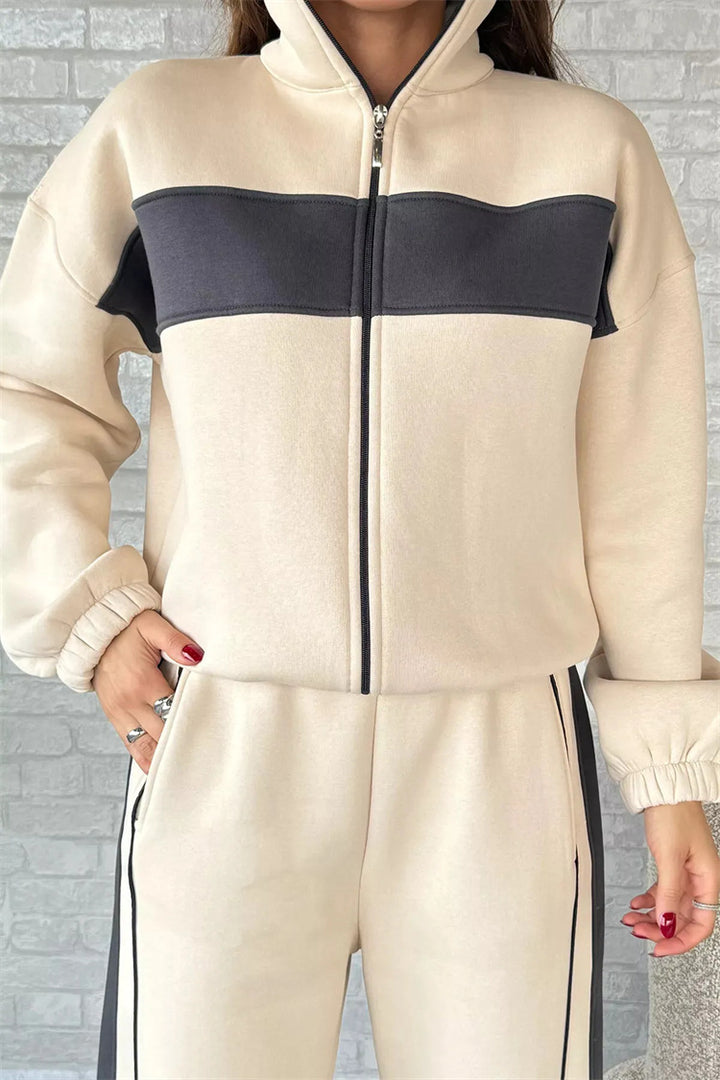 Damer sportigt fleece-set med hög krage och fuktreglerande egenskaper Eva Jonsson-Eva Jonsson