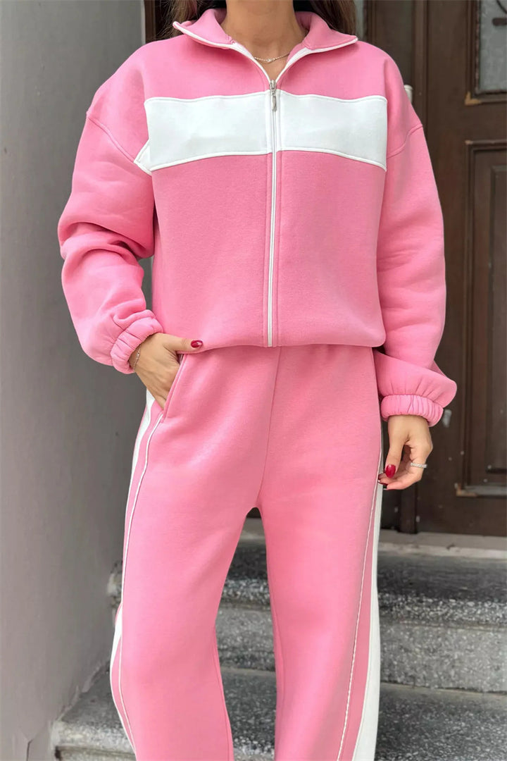 Damer sportigt fleece-set med hög krage och fuktreglerande egenskaper Eva Jonsson-Eva Jonsson