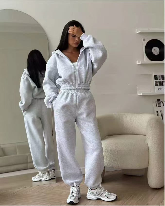 Damer sportigt hoodie-set med vida ärmar och elastiska muddar Eva Jonsson-Eva Jonsson