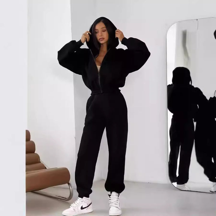 Damer sportigt hoodie-set med vida ärmar och elastiska muddar Eva Jonsson-Eva Jonsson