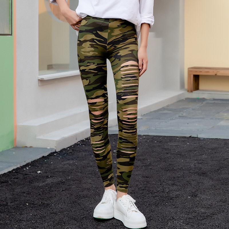 Damer sportleggings med camouflage-mönster och skärningsdetaljer Eva Jonsson-Eva Jonsson
