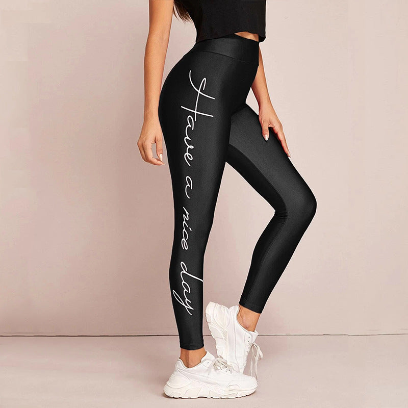 Damer sportleggings med inspirerande text och hög midja Eva Jonsson-Eva Jonsson