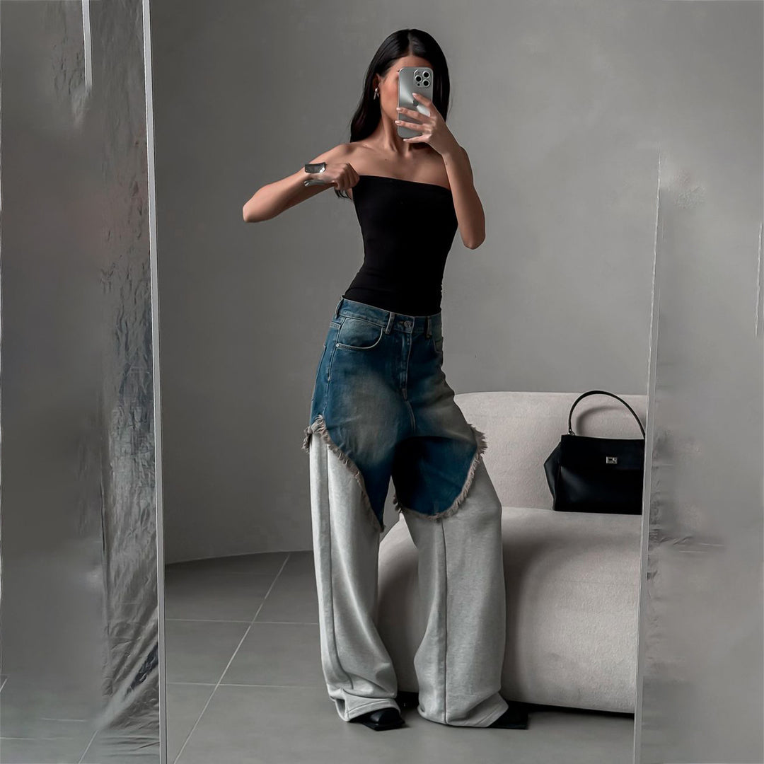 Damer sportlig hybridbyxa med jeans- och sweatmaterial Mirla-Eva Jonsson