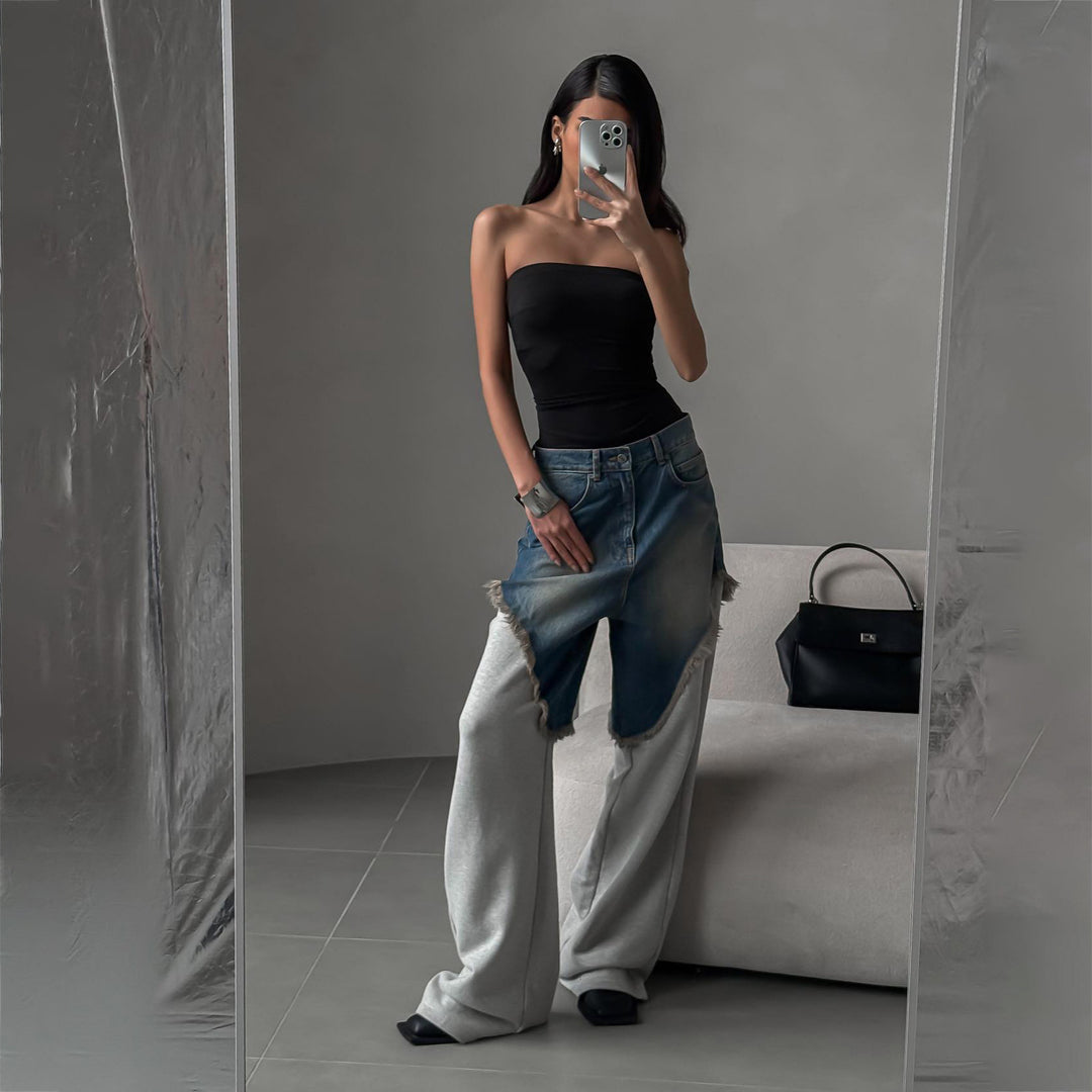 Damer sportlig hybridbyxa med jeans- och sweatmaterial Mirla-Eva Jonsson