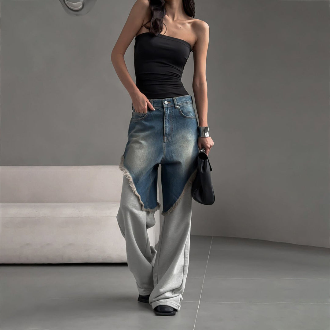 Damer sportlig hybridbyxa med jeans- och sweatmaterial Mirla-Eva Jonsson