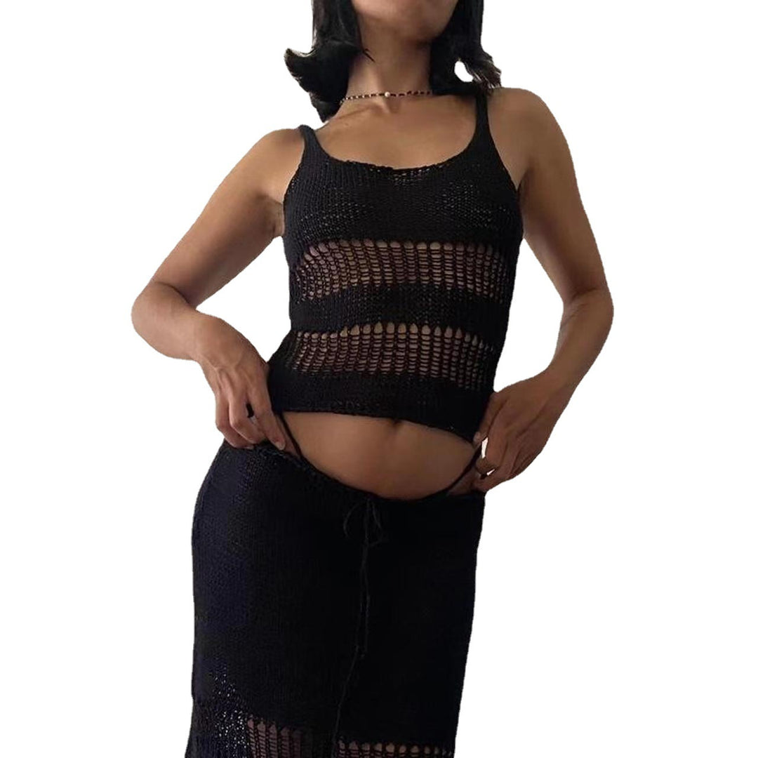 Damer stickad Crop-Top med luftig nätstruktur Mirla-Eva Jonsson