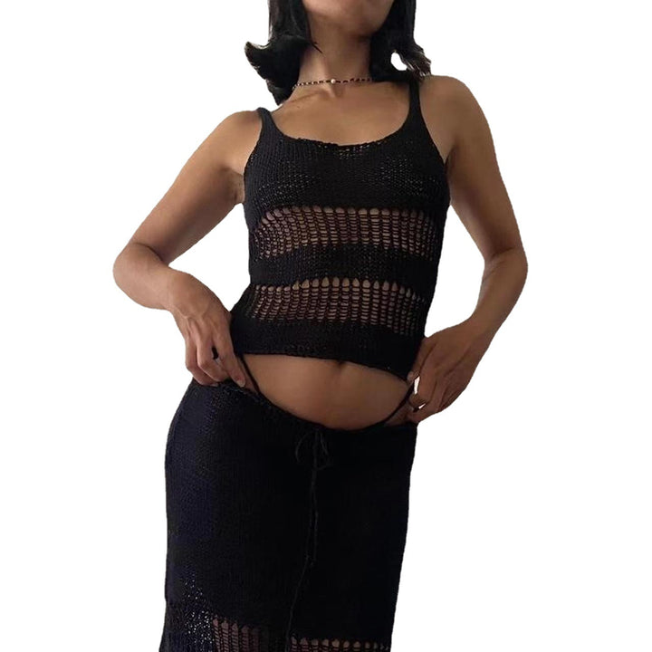 Damer stickad Crop-Top med luftig nätstruktur Mirla-Eva Jonsson